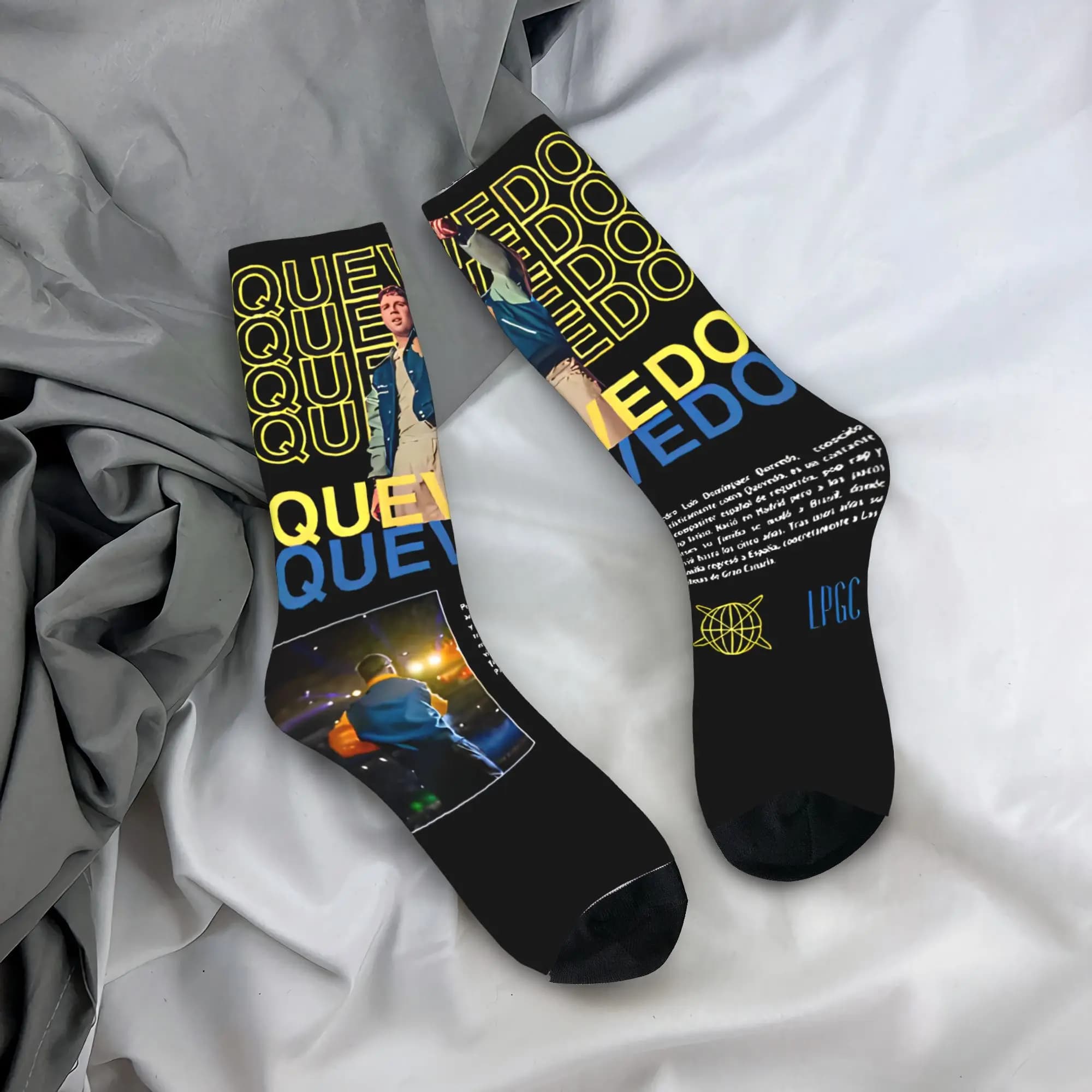 Calzini da uomo QUEVEDO Tour 2025 Calze Autunno Calzini morbidi medie alla moda Calzini antibatterici da skateboard personalizzati