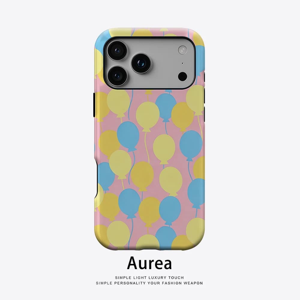 Custodia Aurea opaca antiurto per MagSafe per iPhone 17 16 15 14 Plus 13 Pro Max, in PC rigido, con design Palloncino Rosa