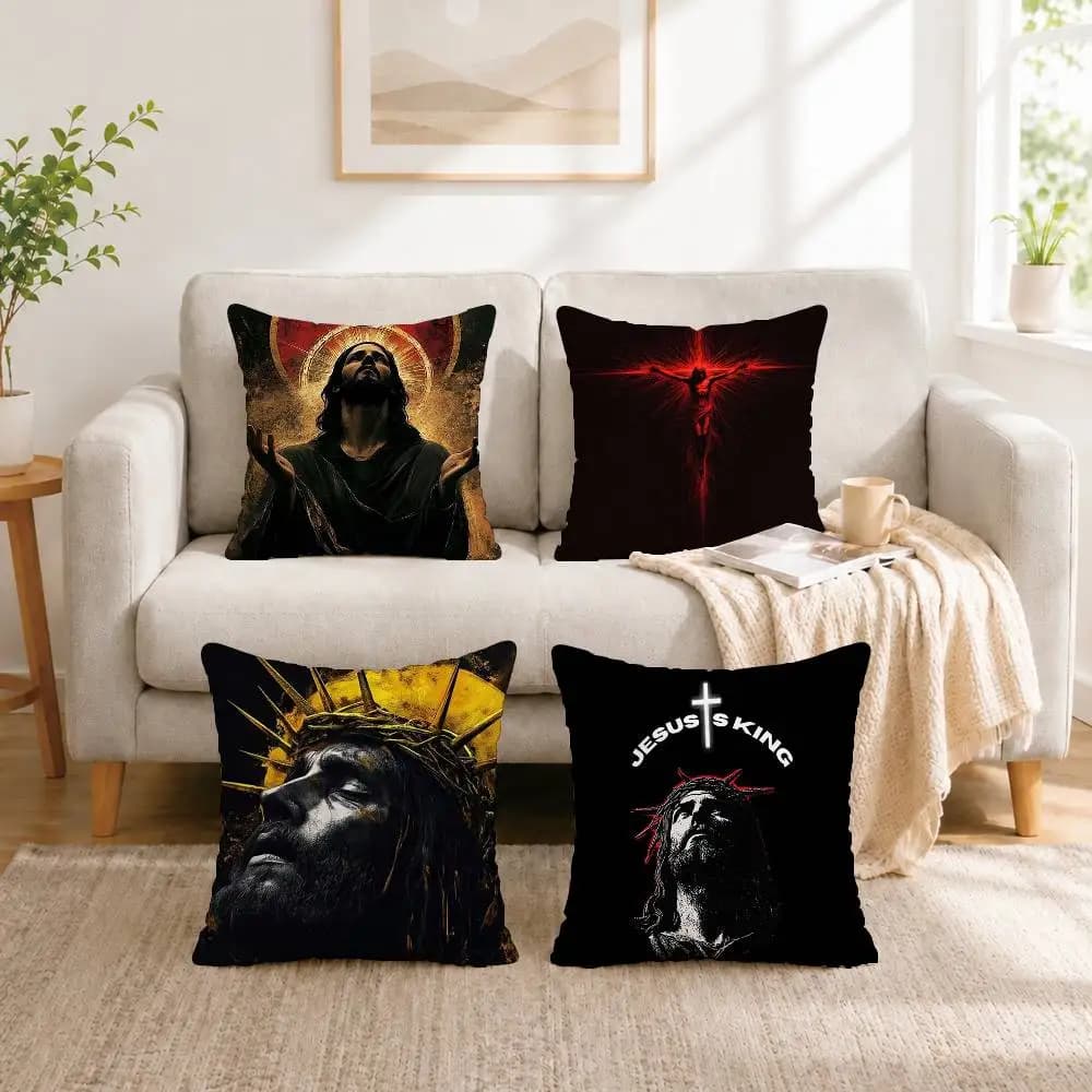 Orthodox Jesus Icon Square Double-Sided printed Pillow Case Bedroom Bedside Pillow Sofa Cushion Cover Gift