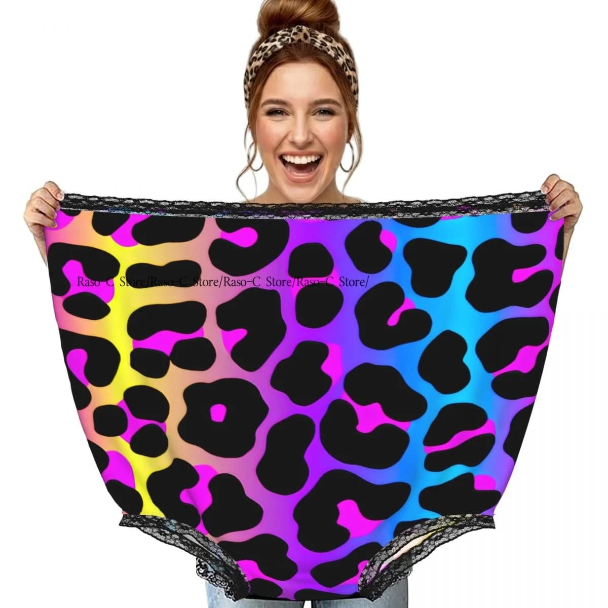 Divertenti Biancherie Intime da Nonna con Motivo Leopardato Fluorescente, Regali Casual per Scherzi