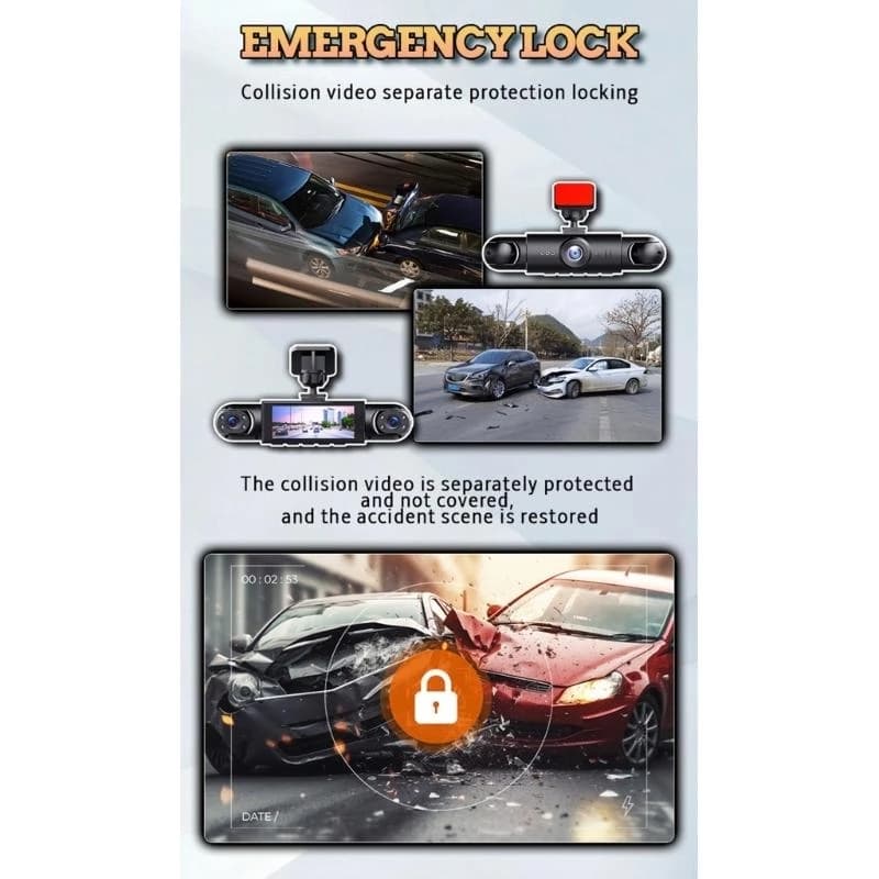 02DE 4 Lens Car DVR 1080P Dashcam Recording Collision Detection