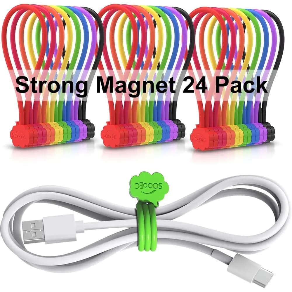 Confezione da 24 fascette magnetiche da 7,2 cm con simpatico design a nuvola per la gestione e l'organizzazione dei cavi