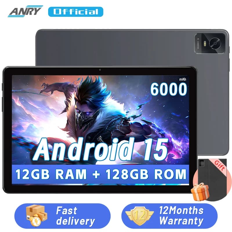 Tablet 10.1 inch 2025 Android 15 with Octa-core Processor, 12GB+128GB, 1TB Expansion, 6000mAh Battery, WiFi 6 and BT5.0, GMS Support