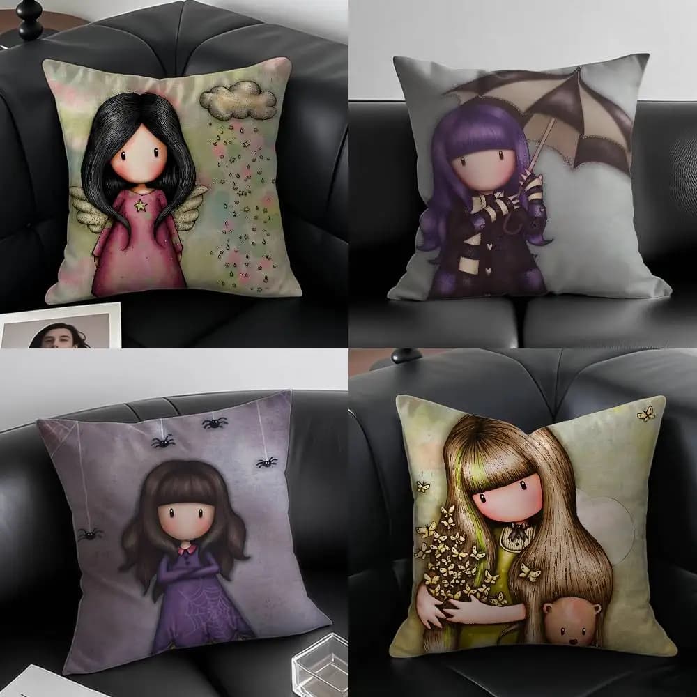 Gorjuss Cartoon S-Santoro Gorjuss Federa Anti-polvere Federa Cerniera invisibile setosa corta peluche Fodera per cuscino per divano