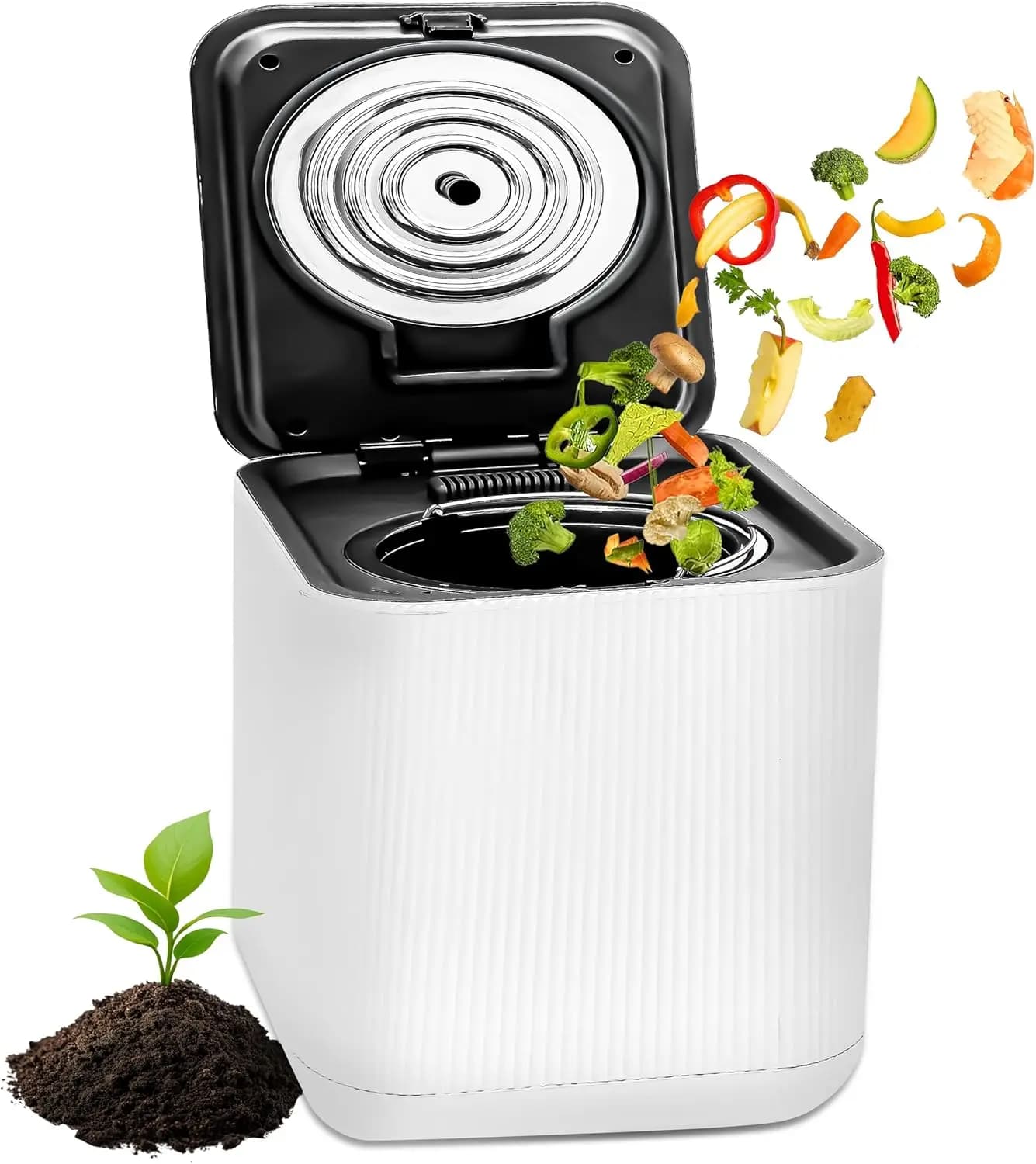 Compositore da cucina elettrico | Recycler alimentare da 3 litri | Bidone dei rifiuti da appoggio | Funzionamento semplice con un solo pulsante, inodore e silenzioso