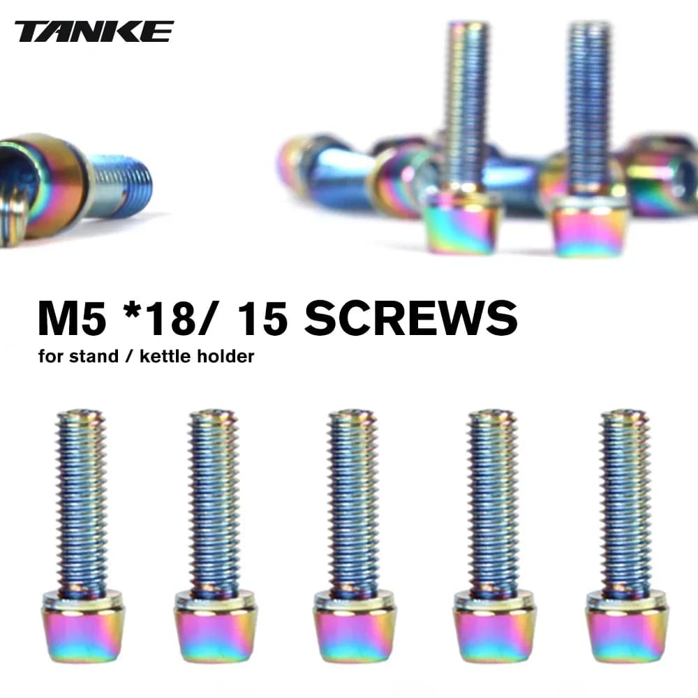 TANKE 6 pz M5 * 18 15mm Bullone Vite con guarnizione Per MTB Attacco Manubrio Bicicletta da Strada e portabottiglie Arcobaleno