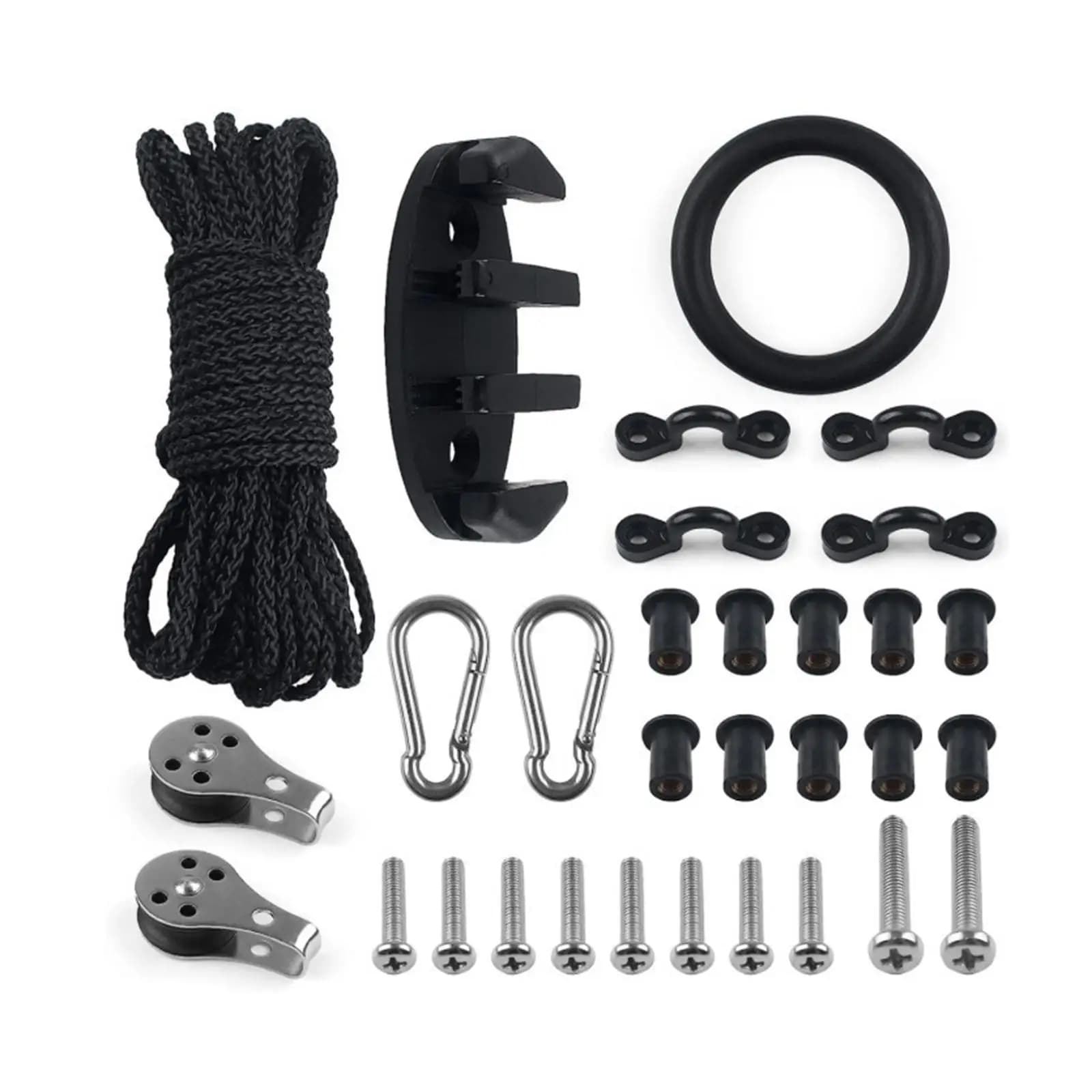 Kit Ancoraggio per Kayak e Canoa Marino da 31 Pezzi con Carrello, Corda da 9M e Bitta a Zig Zag