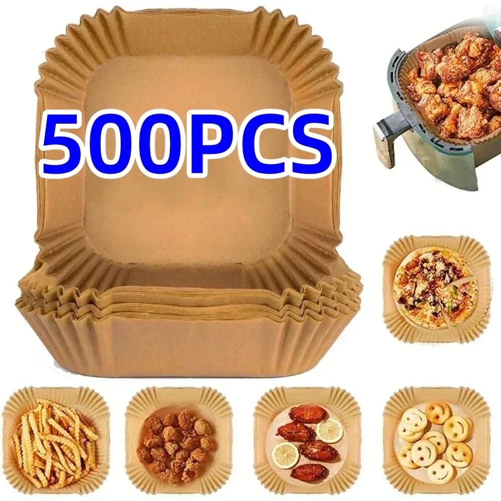 Air Fryer Kitchen Tools Paper Cooking Moulds for Round Pastry Disposable Square Barbeque Plate Non Stick Kitchen Accessories