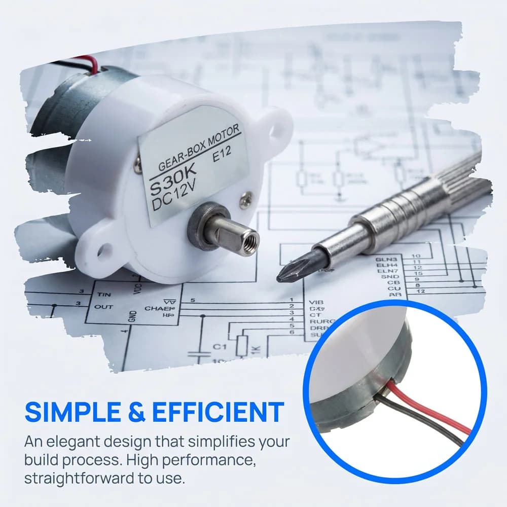 Electric Brushless Motor DC 12V High Torque Gear Motor Geared Box S30K Reduction Motor 7.5/14RPM 2 Wires for Electronic Toys Fan