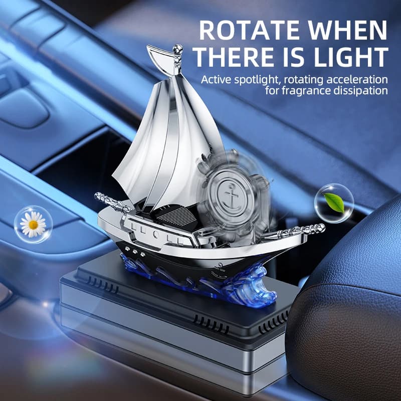 Diffusore di Profumo Solare per Auto, Deodorante per Cruscotto, Design a Forma di Barca, Diffusore di Fragranza e Eliminatore di Odori