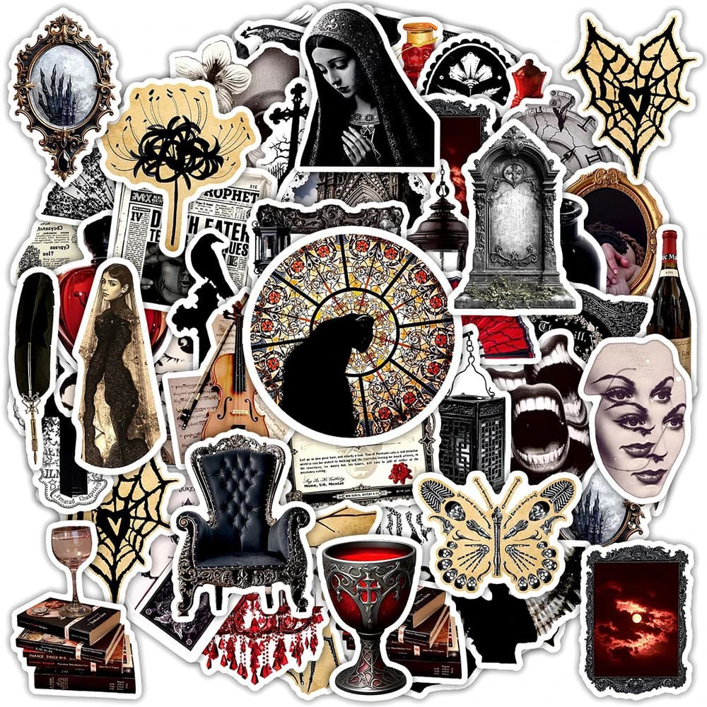 10/30/50 Pezzi Adesivi Creativi Horror Vintage Goth, Decorazioni Fai-da-Te per Notebook, Valigie, Laptop, Chitarre, Impermeabili