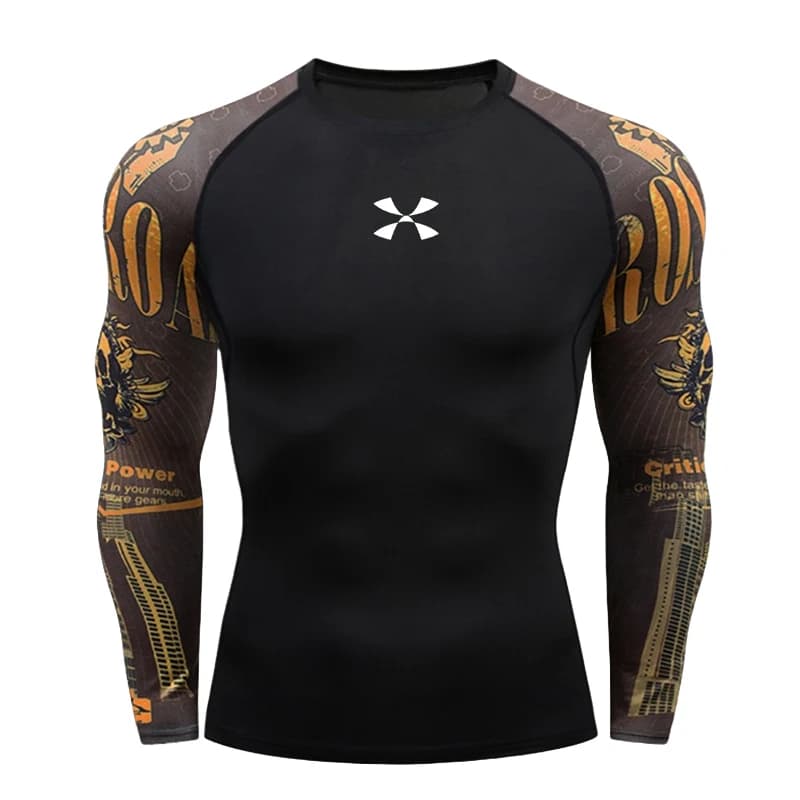 Maglietta a Compressione da Uomo a Maniche Lunghe, T-Shirt Sportiva per Bodybuilding, Asciugatura Rapida, per Palestra, Fitness, Allenamento, Jogging, Top Sportivo Maschile
