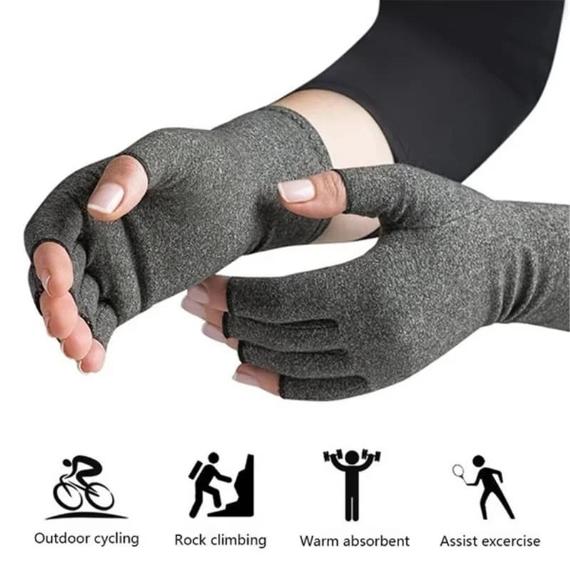 Guanti senza dita a compressione Guanti per artrite Sollievo dal dolore alle articolazioni reumatoide Guanti senza dita da polso caldi invernali Ciclismo