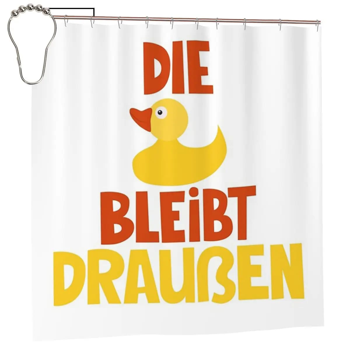 The Duck Stays Outside - Loriot - TV Kult Tenda da doccia per bagno in poliestere impermeabile con ganci