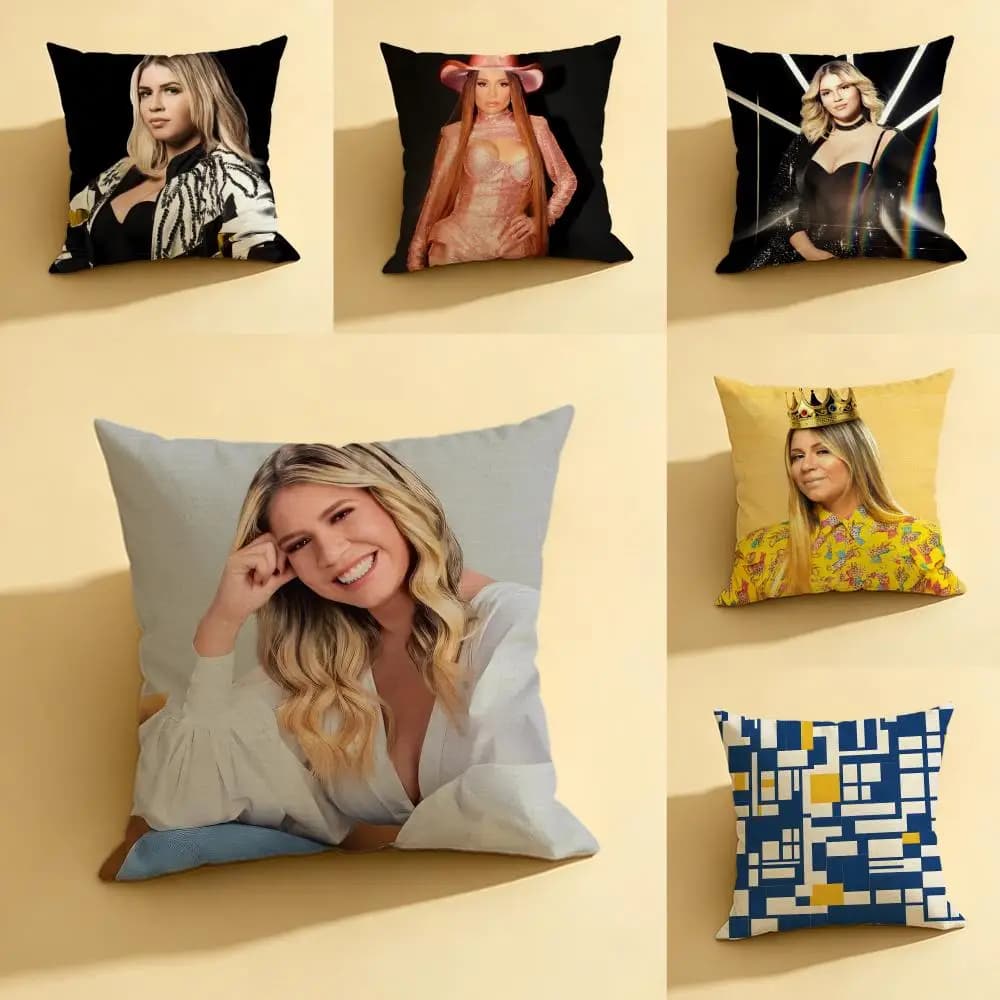 Set di fodere per cuscini in lino naturale con motivo M-Mondrian S-Style, decorazione completa per divano, camera da letto e sedia