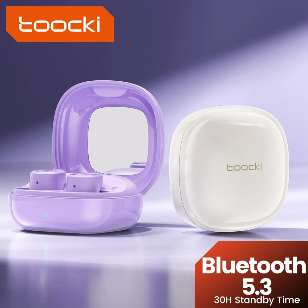 Toocki Auricolari Bluetooth 5.3 Cuffie intrauricolari HiFi senza fili Controllo touch con microfono Auricolari sportivi con riduzione del rumore