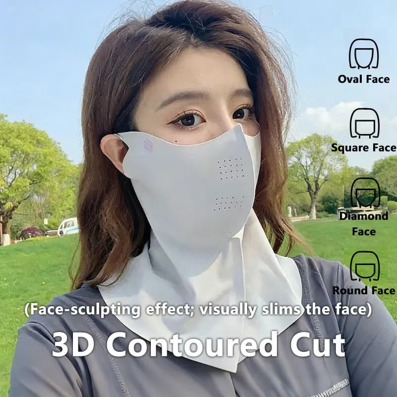 Women Summer UV Protection Neck Scarf Ice Silk Face Mask Cover Outdoor Wrap Cover Sports Cycling Sun Proof Sunscreen Dustproof