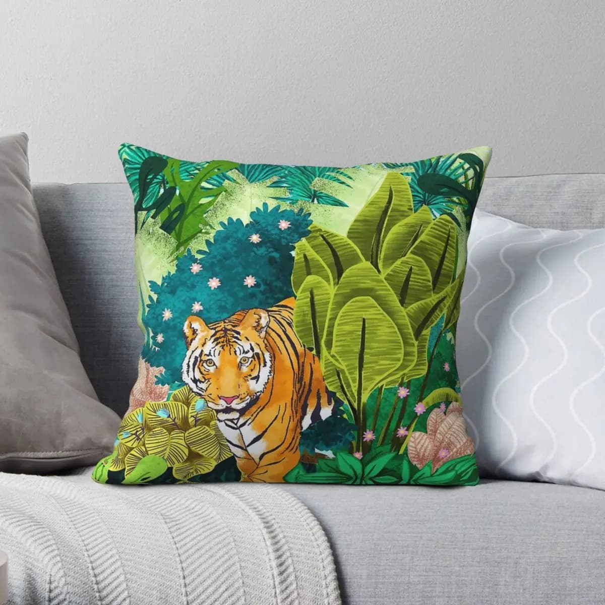 Wile Nature Jungle Tiger Federa Poliestere Lino Velluto Creativo Zip Decor Federa per cuscino Divano Fodera per cuscino