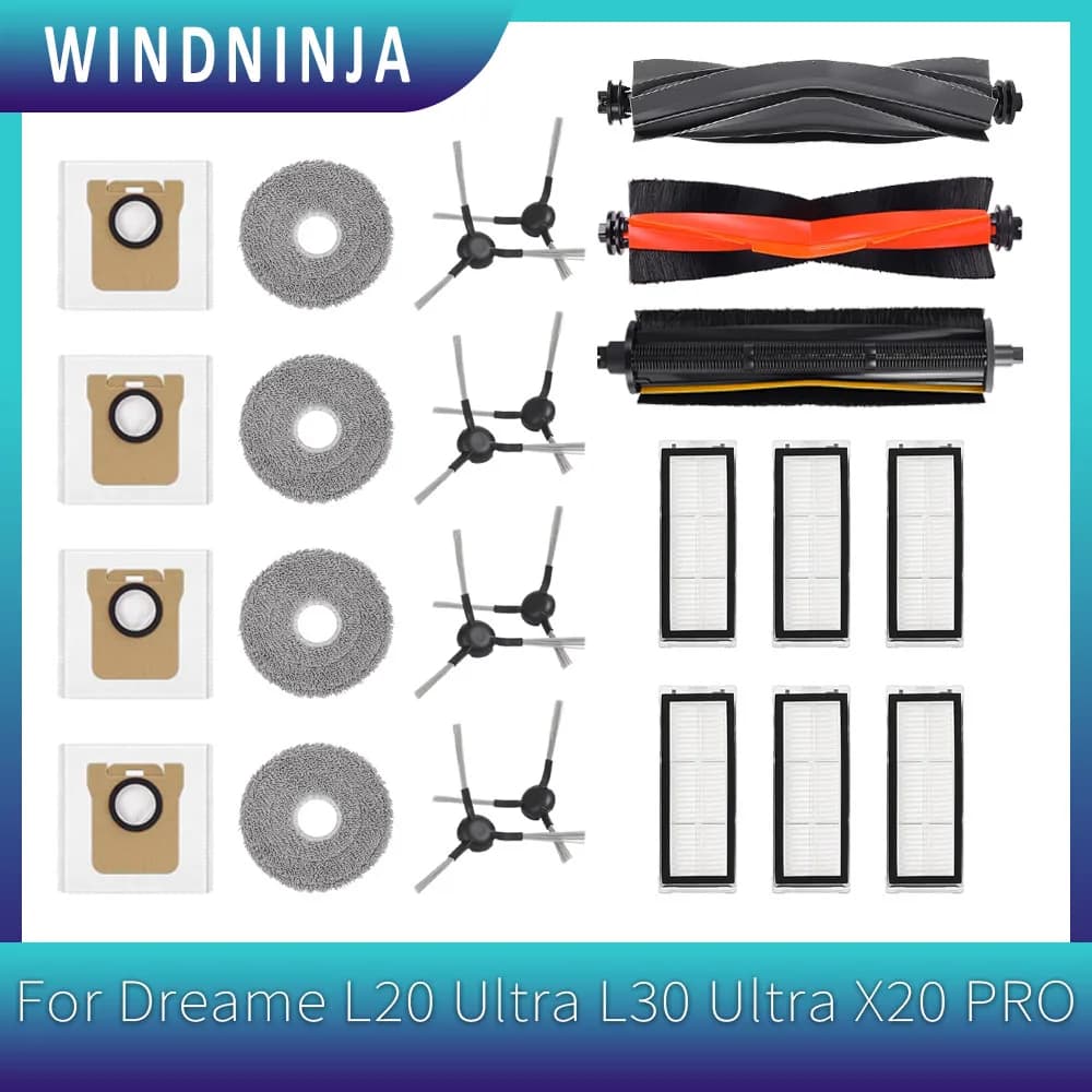 For Dreame L20 Ultra L30 Ultra X20 PRO Robot Vacuum Main Brush Side Brush HEPA Filter Dust Bags Mop Cloths Kit Accessories Parts