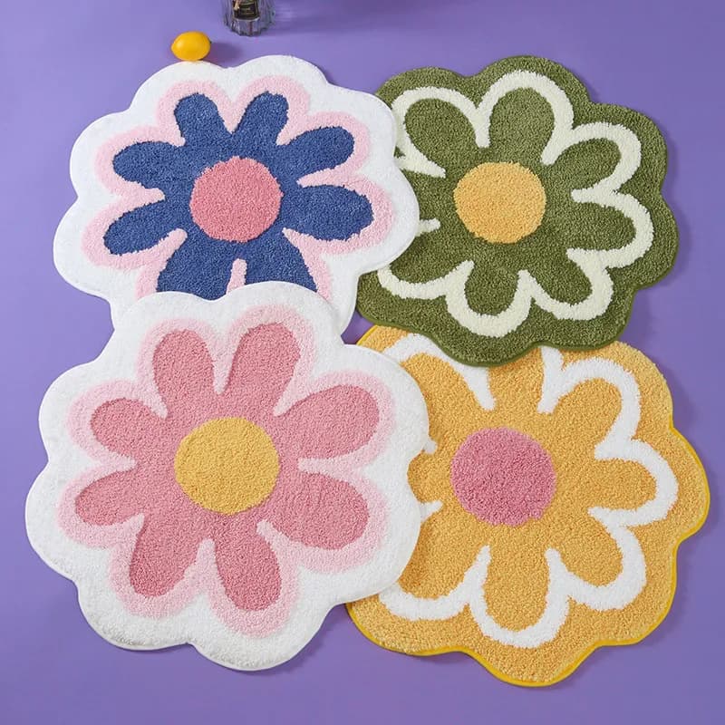 Simpatico tappeto trapuntato a fiori rotondi tappeto morbido peluche piedi trapuntati tappeto a pagamento bagno zerbino antiscivolo divano comodino tappeto s