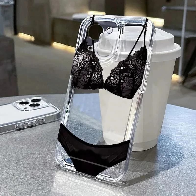 Funny sexy lace lingerie clear soft TPU Phone Case for iPhone 11 12 13 14 15 16 17 Pro Max 16Plus fashion bikini gift Cover