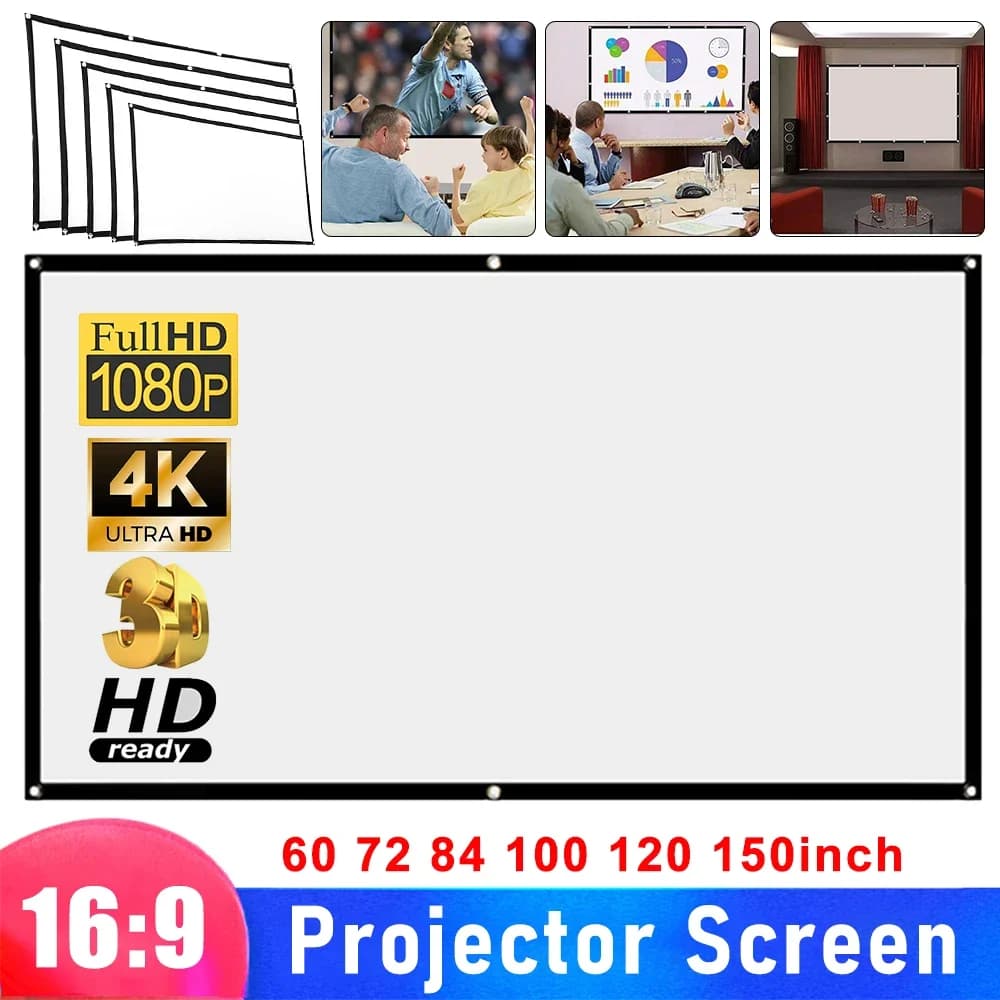 1080P 3D 4K HD schermo del proiettore tenda semplice Anti-luce 60/70/80/100/120 pollici schermi di proiezione per l'ufficio domestico all'aperto