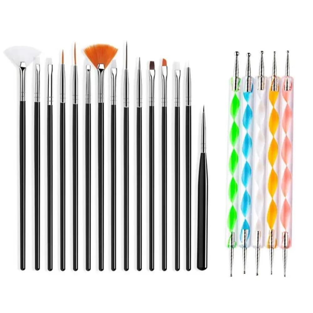 Set Manicure alla Moda, Pennello per Nail Art, Penna per Disegno e Pittura, Strumento per Strass, Pennello per Punteggiatura Unghie per Salone e Casa