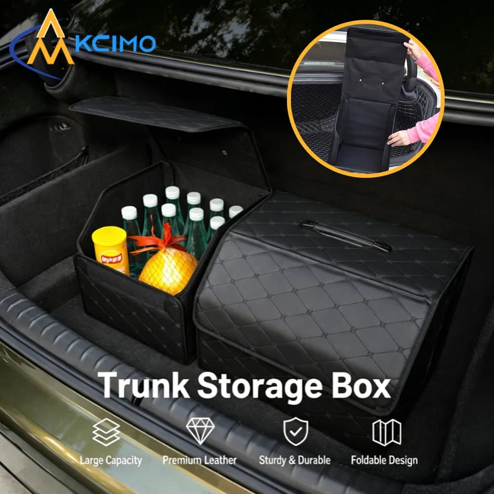1Pc Portable Foldable Car Trunk Storage Box Large Capacity Divided Compartment Organizer Bag Stow Outdoor Camping Auto Supplies
