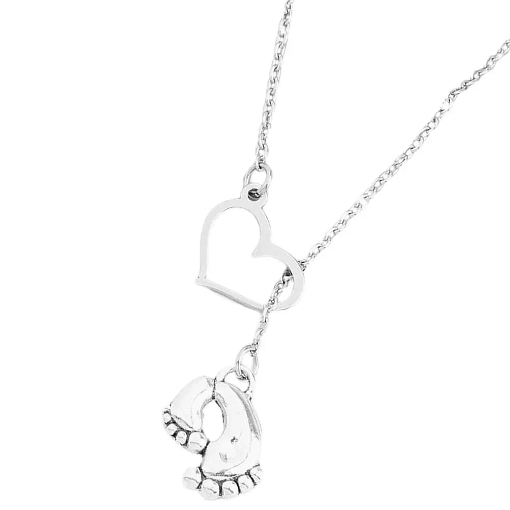 Collana con Ciondolo a Forma di Piedi in Argento, Design Unico, Catena per Clavicola, Regalo per Futura Mamma, Festa della Mamma, Compleanno, Anniversario, Battesimo