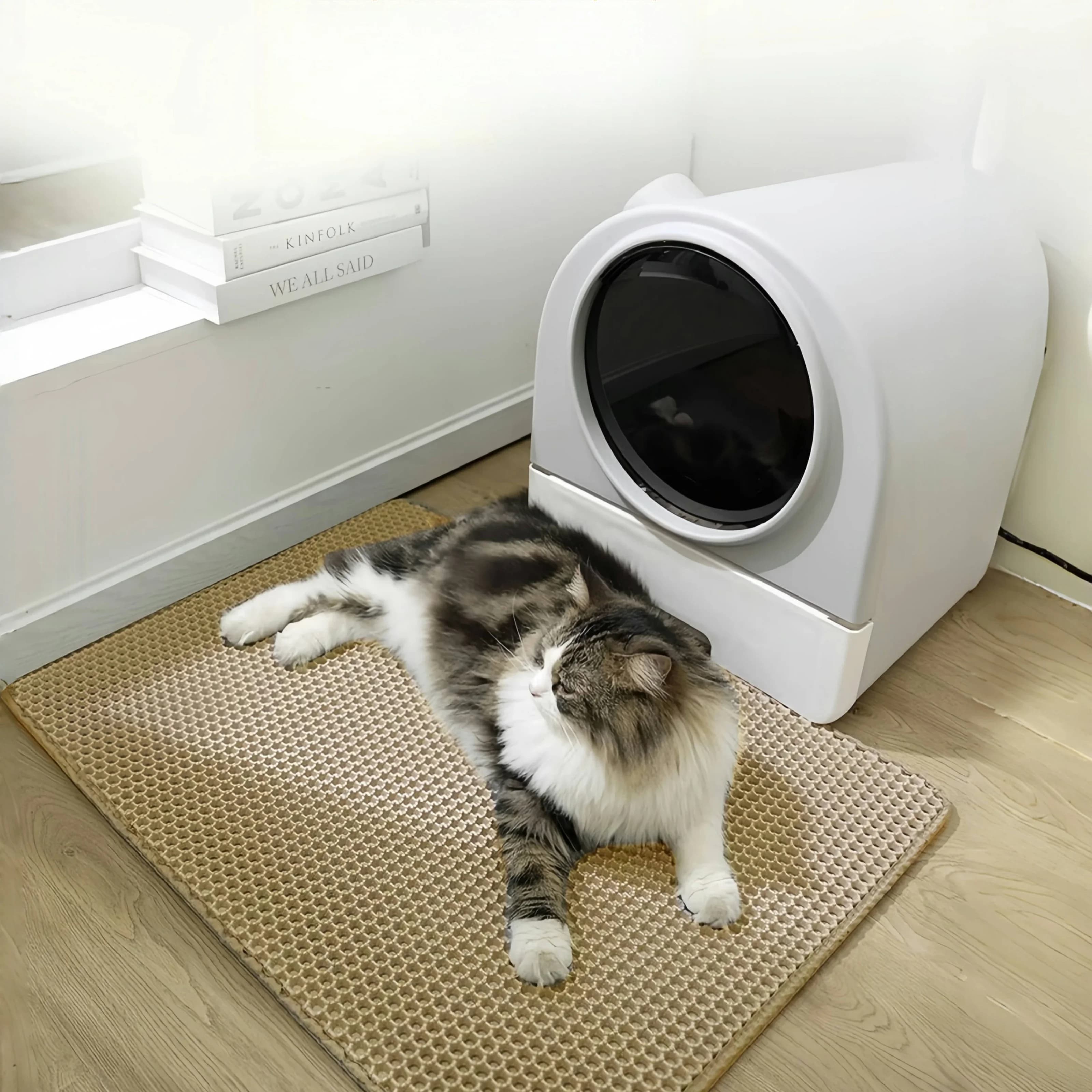 Tappetino per lettiera per gatti impermeabile a doppio strato Tappetino per intrappolare lettiera per animali domestici lavabile antiscivolo