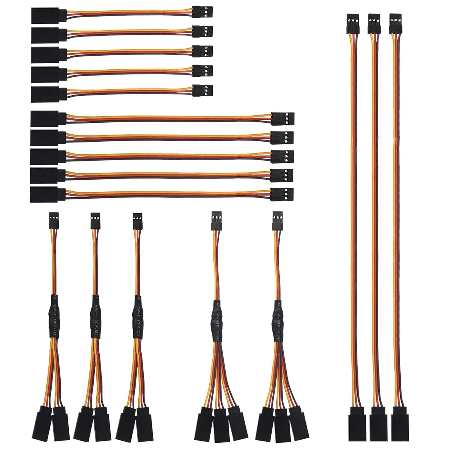 Cavo di prolunga servo JR a 3 pin da 18 pezzi, 1 cavo servo JR maschio a 2/3 femmina JR Y e cavo di prolunga JR da 3,93 "5,9" 11,8 "