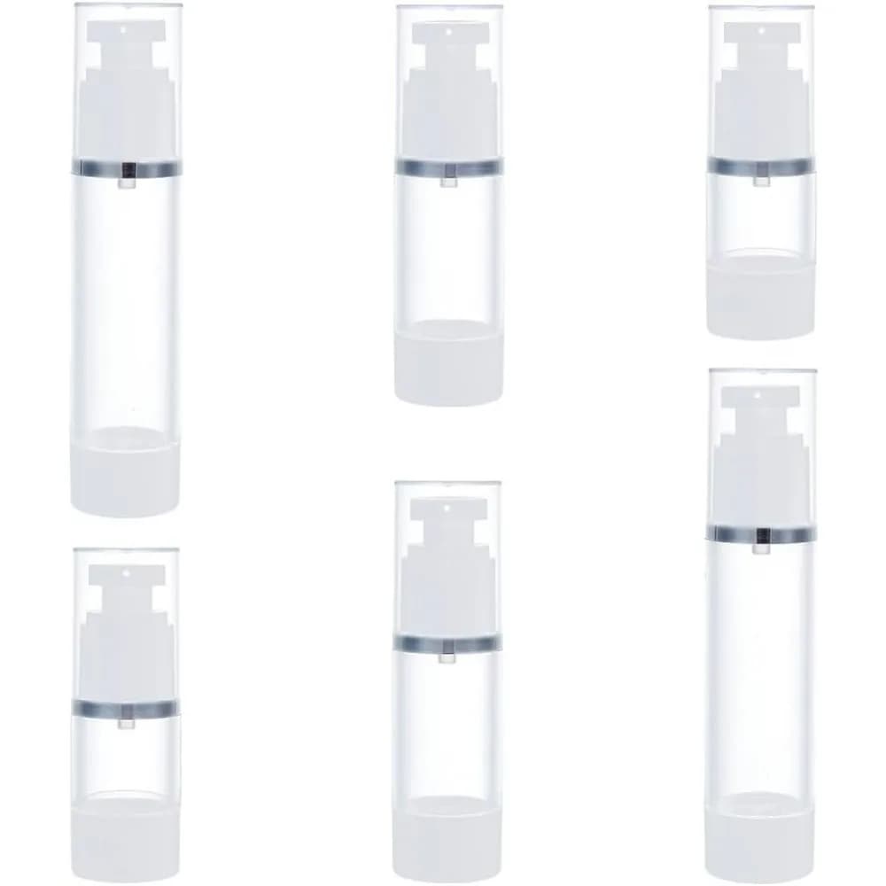 6 pezzi 3 bottiglie trasparenti per pompa per lozione airless in stile riutilizzabili in plastica da viaggio sottovuoto per kit per la creazione di fondotinta di olio essenziale di profumo