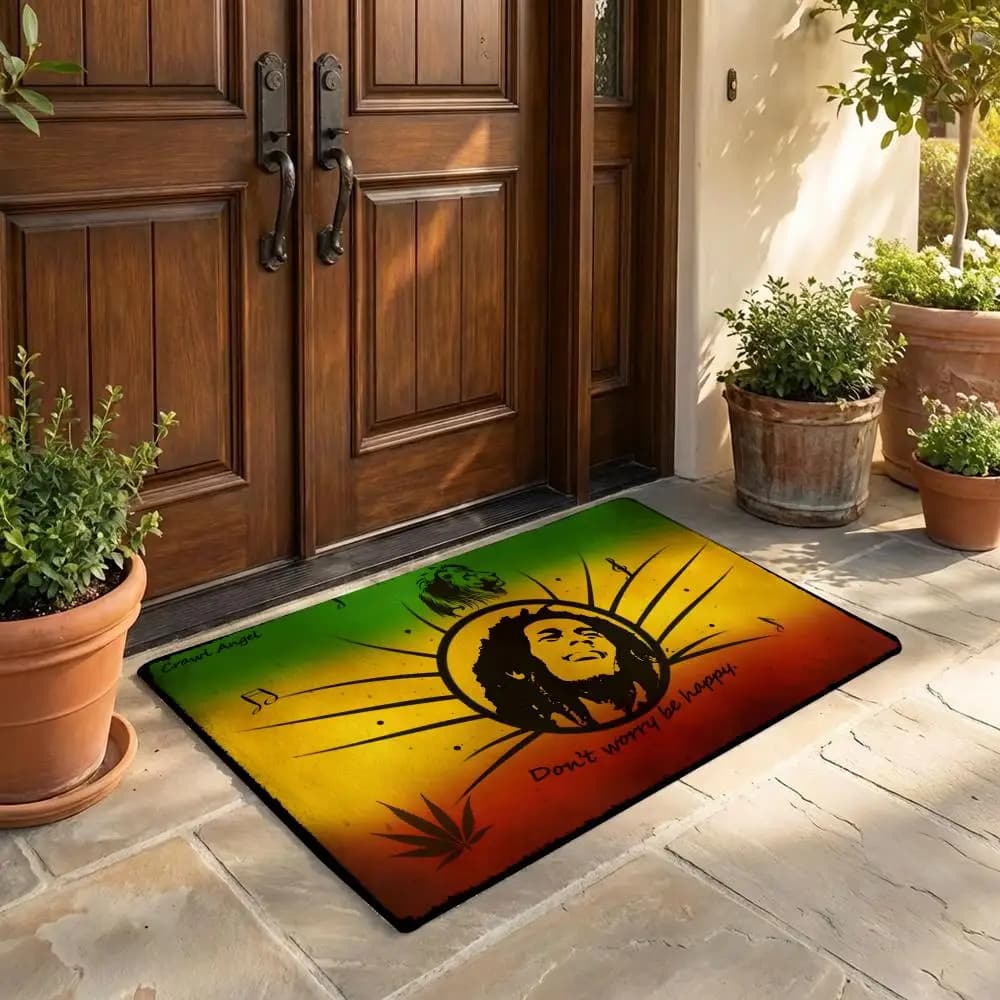 Reggae Wailing Wailers Bob Marley Classic Movie Floor Mat Tappetino in flanella per porta, antiscivolo, per camera da letto, soggiorno, decorazioni per la casa