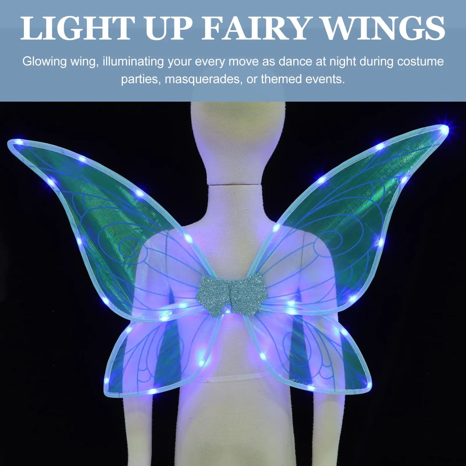 Ali di Farfalla Luminose, Accessorio per Costumi da Fata per Donne e Adulti, per Feste in Maschera, Spettacoli Teatrali, Servizi Fotografici, Decorazione Illuminata