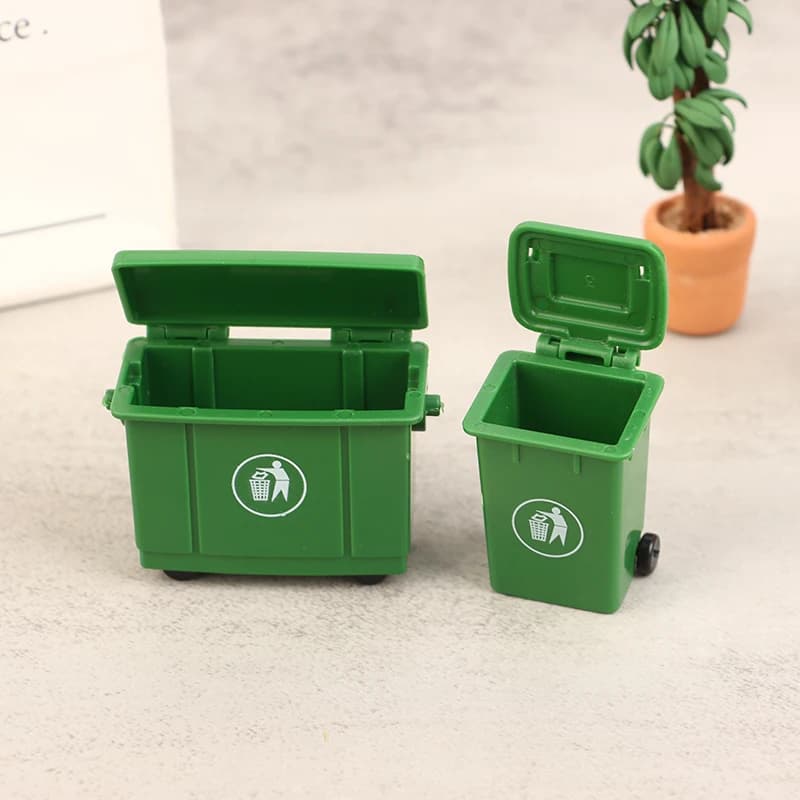 New.5PCS 1/12 Dollhouse Miniature Trash Can Model Accessor Furniture Toys Garbage Truck Cans Curbside Vehicle Bin Toy Gifts