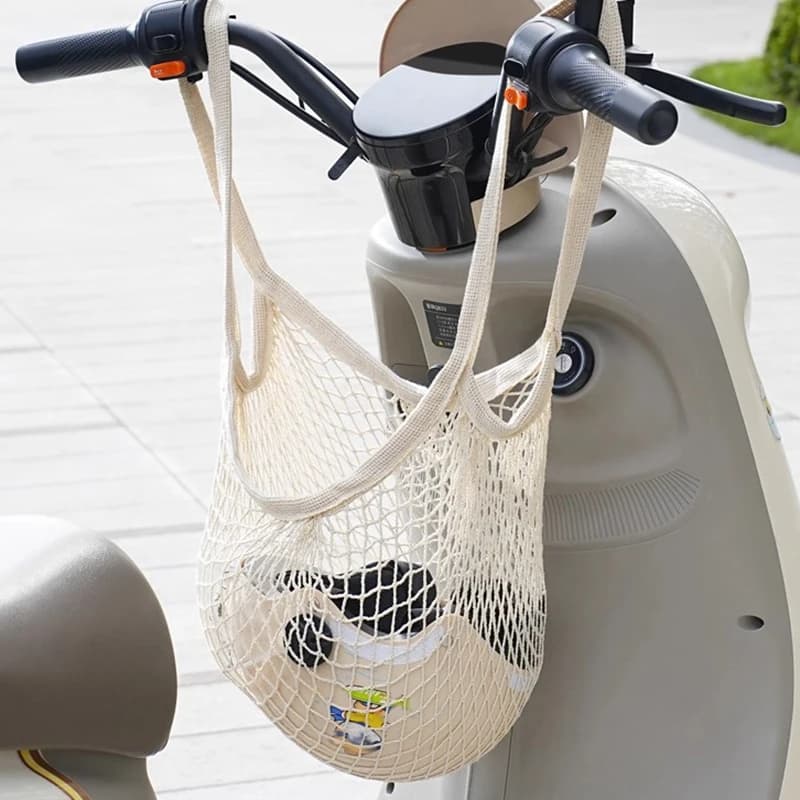 Motorcycle Helmets Luggage Net Scooter Storage Mesh Bag MTB Cycling Handlebar Tube Hanging Baggage Bag Grocery Organizer Pouch