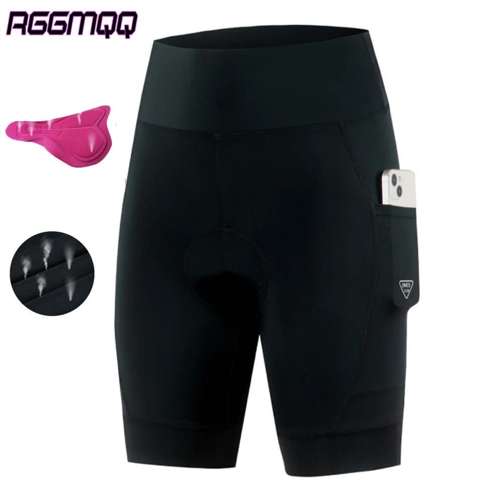 RGGMQQ 1 pair of women padded cycling shorts, breathable 4D cycling shorts with padding, mountain bike shorts with pockets