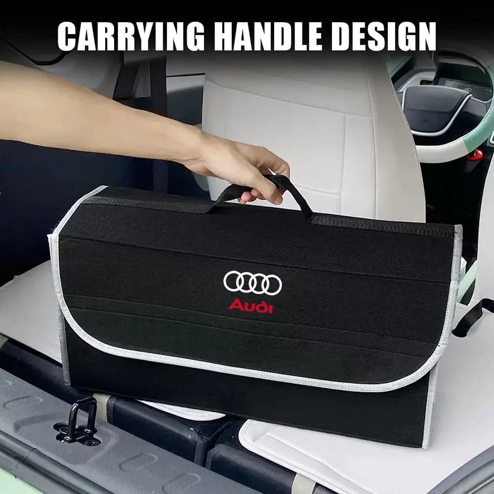 For Audi SLINE A3 8P S3 A4 B8 B7 A6 C5 C7 A5 Q3 Q5 Q7 TT A1 TT RS Quattro Car Logo Trunk Storage Box Felt Folding Organizer Case