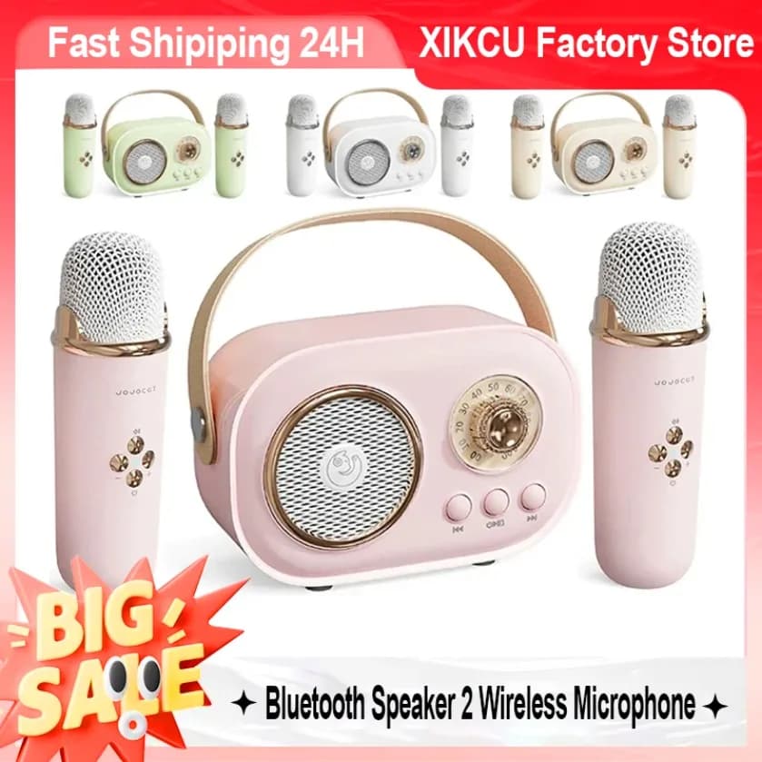 Altoparlante Bluetooth XIKCU 2 con Microfono Wireless, Supporto Karaoke, Lettore Schede TF, Radio FM, Bassi HIFI, Chiamate Hands-Free, Regalo di Compleanno per Bambini