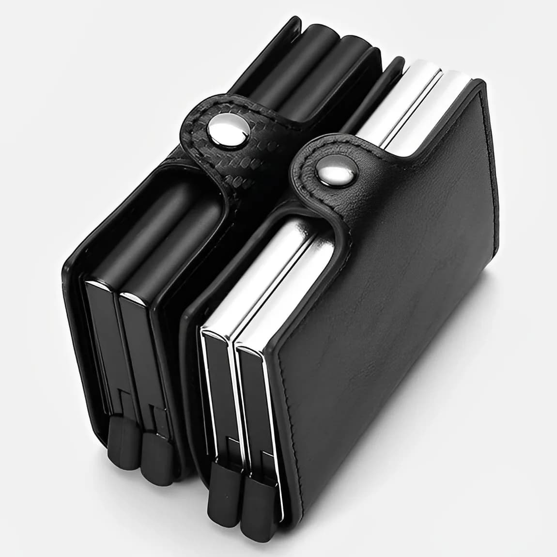 Custodia porta carte di credito anti Rfid da lavoro antifurto in fibra di carbonio da 12 carte con cerniera Portafoglio porta carte doppio in metallo da uomo