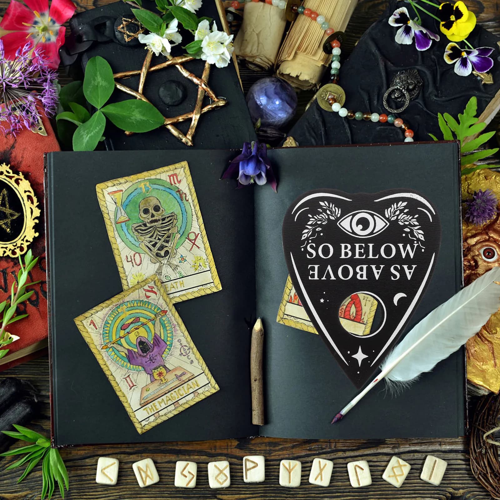 Tavola di Divinazione in Legno con Design a Cuore e Lettere dell'Alfabeto per Rabdomanzia, Meditazione, Consulenti e Psicologi