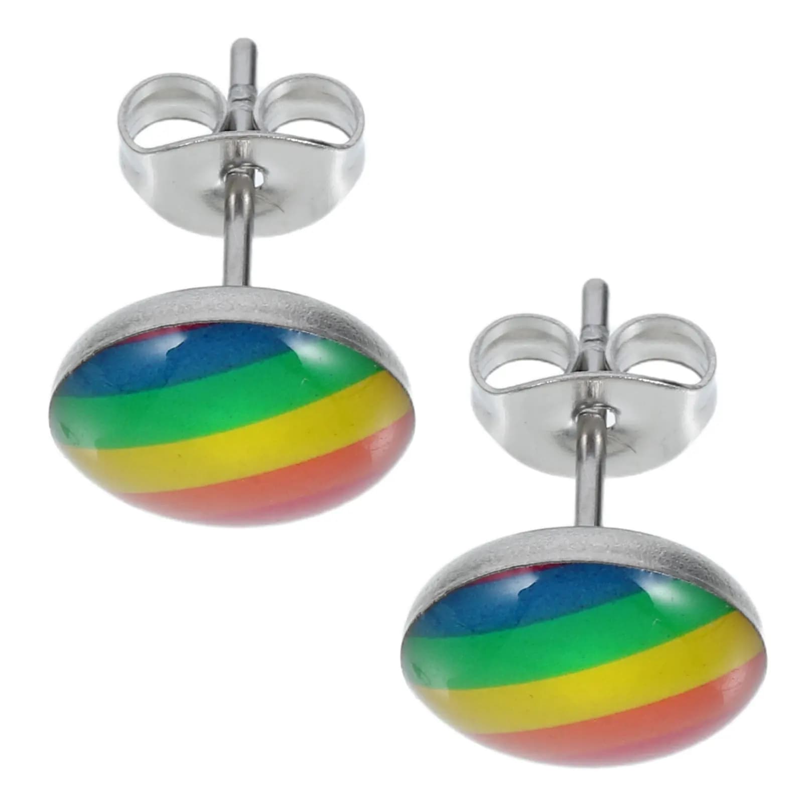 A Pair Stainless Steel Rainbow Color Earrings 2x1cm Gay Lesbian Pride Ear Studs Fashion Jewelry Male Female Gift