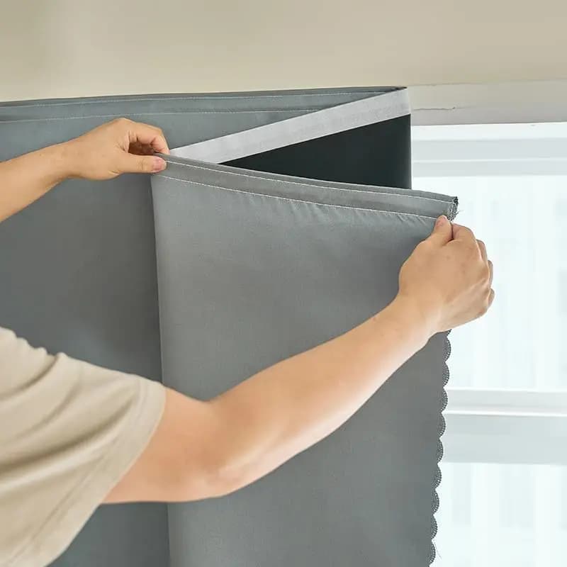 100% Self-adhesive Curtains, Thermal Insulating Curtains, Easy to Install for Bedroom and Kitchen, Black Small 1 Piece
