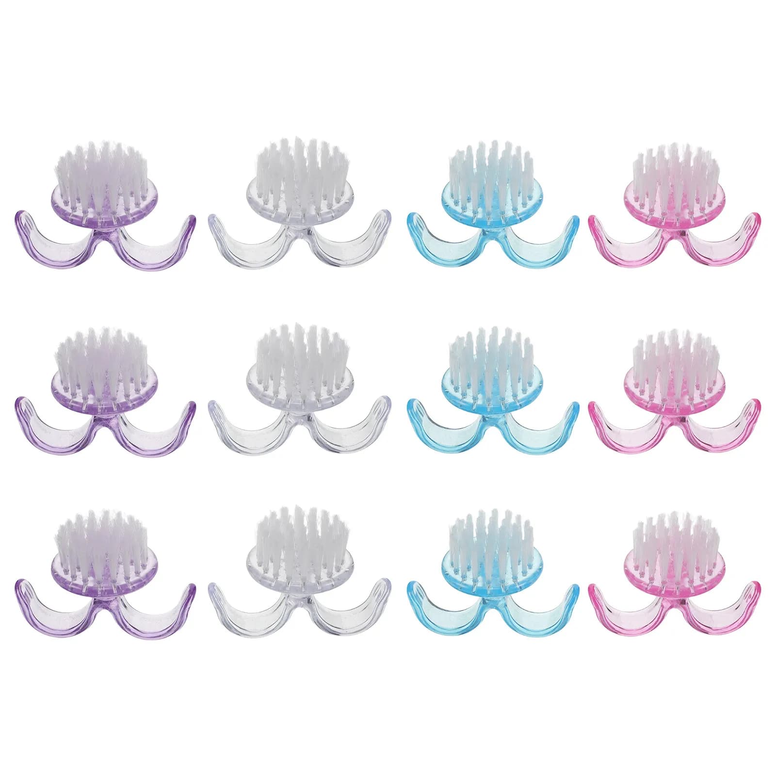 Set di 12 Spazzole per Pulizia Unghie, Mini Spazzole Portatili con Manico Rotondo per Manicure e Nail Art