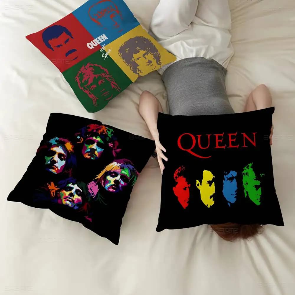 Pop Classic Queen Band Pillow Covers Cartoon Sofa Decorative Home Double-sided Printing Short Plush Cute Cushion Cover