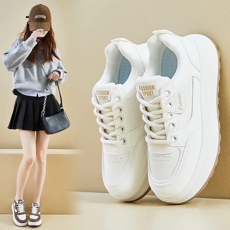 Scarpe Casual Donna Autunno 2025 Stile Coreano Trendy con Suola Spessa Rialzata, Sneakers Alte da Strada, Scarpe Basse da Studente