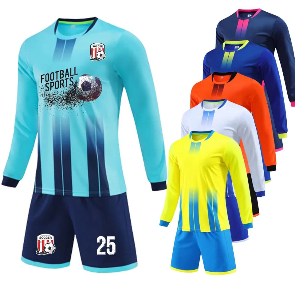 23/24 nuova stagione manica lunga maglia da calcio vestito per uomo bambini fai da te personalizzato sublimazione vuoto uomo bambini squadra di calcio uniforme Set