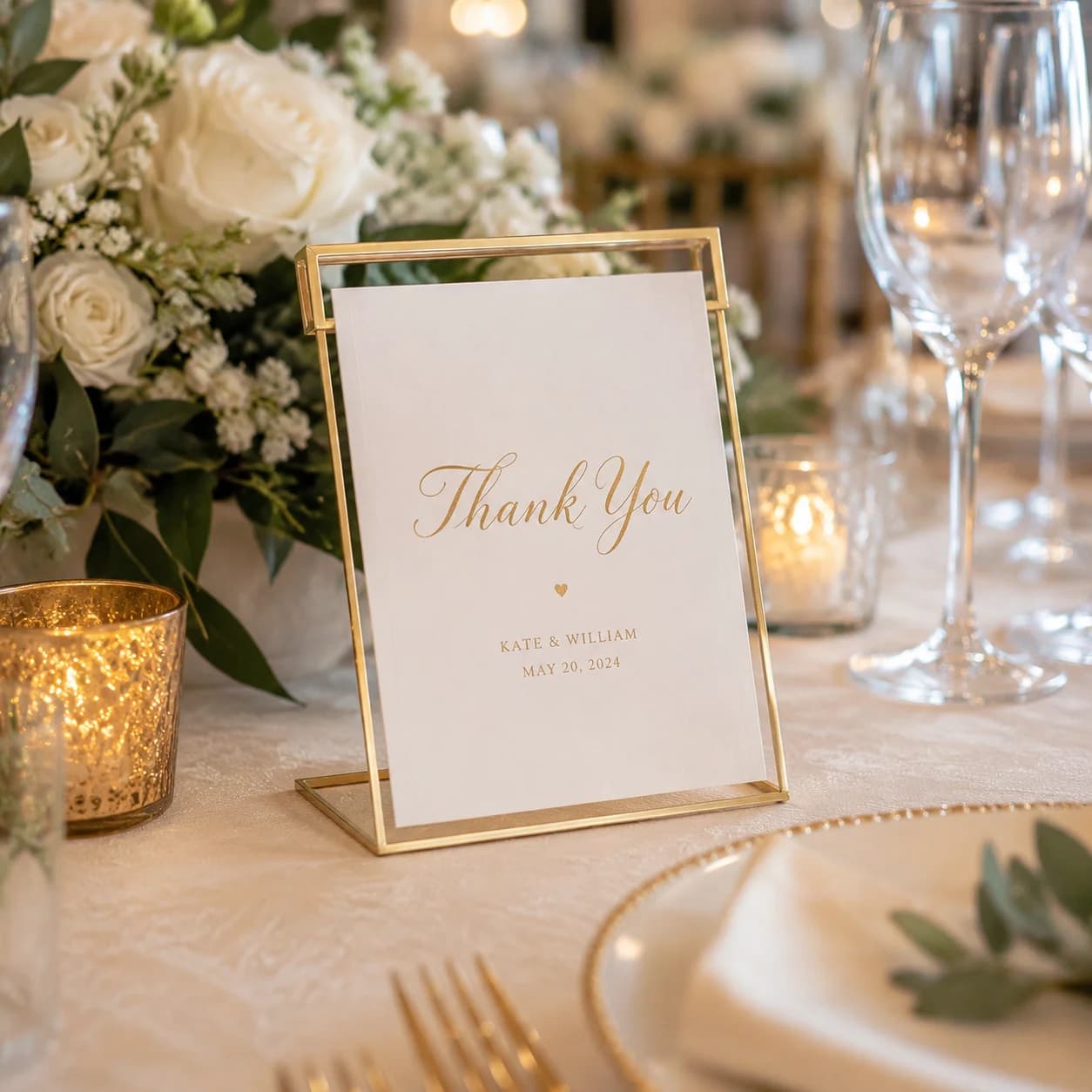 Transparent Acrylic Golden Sign Holder DIY Elegant Table Cards Picture Frame with Base Durable Menu Card Rack Restaurant Table