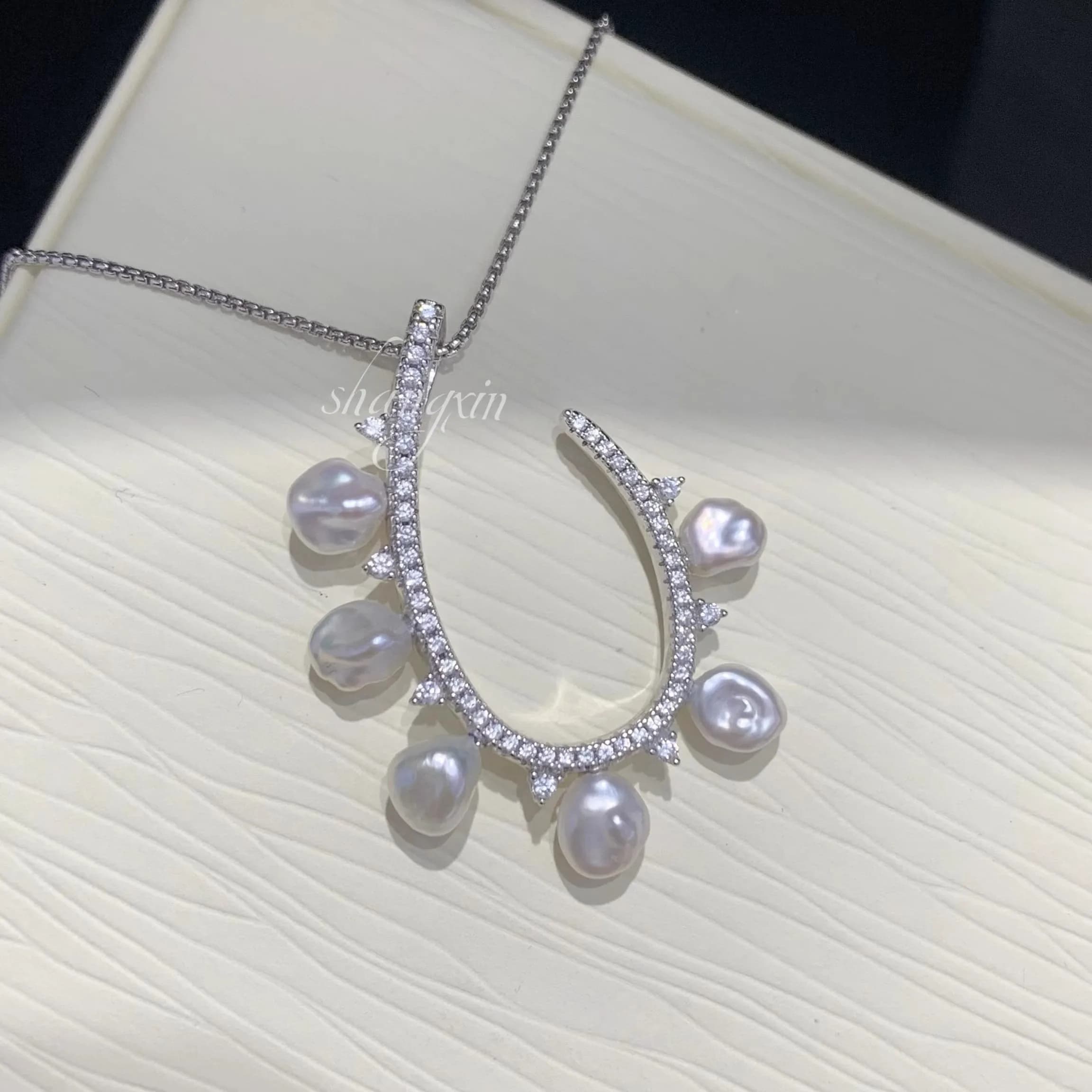 MeiBaPJ Fashionable pendant necklace with 6-7 mm natural baroque pearls, 925 sterling silver wedding jewelry for women