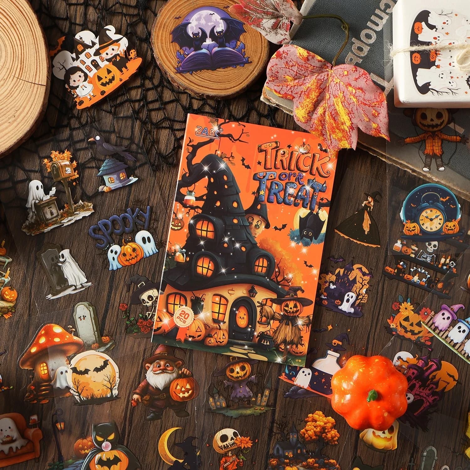 20 Sheets Halloween Castle Sticker Book for Journaling Scrapbook DIY Crafts Label Diary Album Planner Decorative